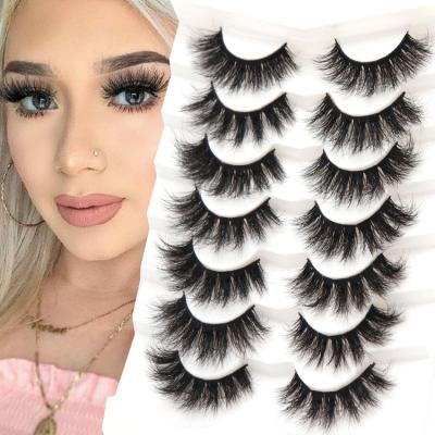 China Wholesale Full Volume Strip Full Lashes 7 Pairs Pack 5D Fluffy Faux Mink Eyelash Vendor for sale