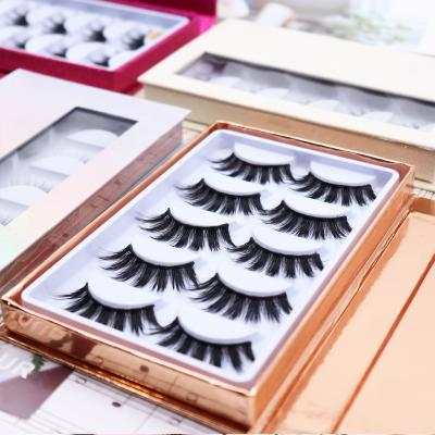 China Full Volume Best Selling 5D 5 Pairs False Mink Lashes Pack 18mm Look Natural Fake Eyelash Wholesale Seller for sale