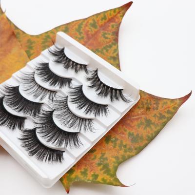 China Full 5 Pairs Volume 3d Mix False Eyelashes Pack Faux Mink False Eyelashes With Eyelash Packaging Box Custom for sale