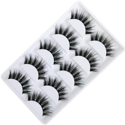 China Full Volume 5 Pairs 5D False Mink Eyelashes Super Soft Silk Lashes Shiny New Products With Custom for sale