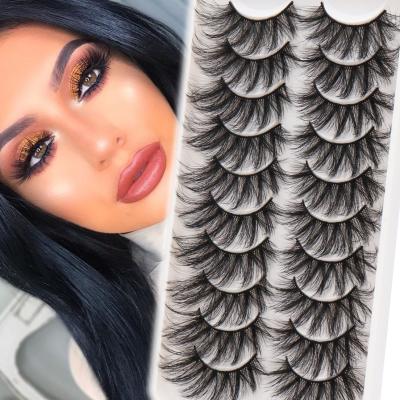 China soft & Light 10 Pairs Pack 3D Faux Mink Lashes Fluffy Full Strip Lashes With Wholesale Price Handmade Reusable False Eyelashes for sale