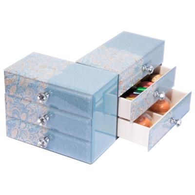 China Recycled Materials Mooncake Jewelry Box Cosmetics Storage Mooncake Packaging With 3 Drawers High End Luxury Wooden Candy Box for sale