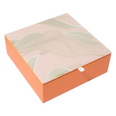 China Luxury Recycled Materials Gift Box Mooncake Packaging Jewelry Box PU Leather Mooncake Packaging Case With Glass Cover for sale