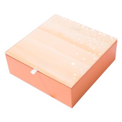 China Luxury Reused Leather Mooncake Packaging Box PU Mooncake Materials Gift Box Mooncake Glass Jewelry Box With Glass Cover for sale