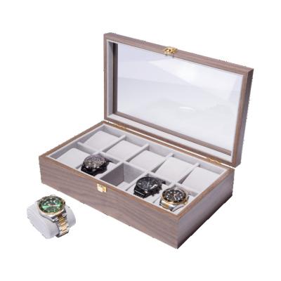 China For Luxury Triple Roll Watch Box and Watch Rack Jewelry Display Box 10 Slots Watch Organizer Wooden Box for sale