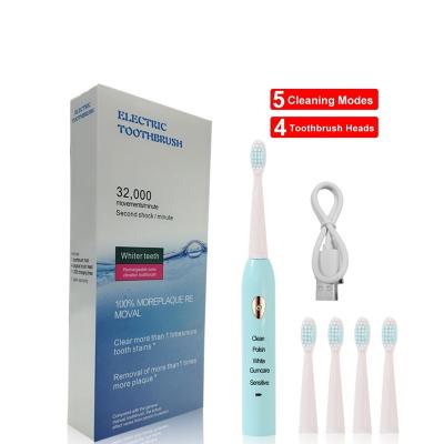 China Wholesale OEM USB Washable Ultrasonic Rechargeable Toothbrush Ultrasonic Powerful Clean Powerful Charging Electric Toothbrush for sale