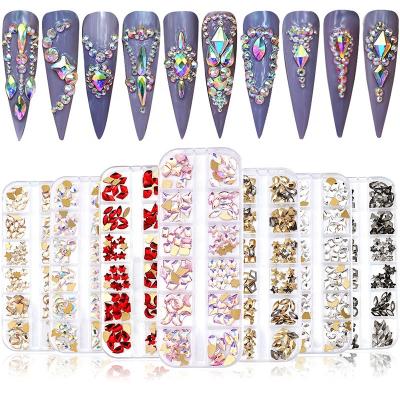 China Easy Apply Mixed 3D Rhinestones For Nail Art Decorations Crystal Jewelry ab Shiny Charm Glass Manicure Accessories for sale