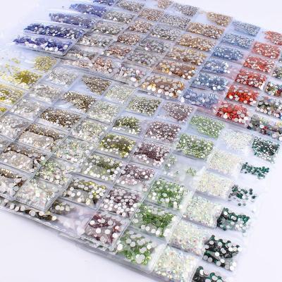 China Easy Apply Flatback Glass Nails Rhinestones For Art Decorations Charms Mixed Size Rhinestone Studs Set for sale