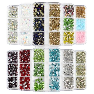 China Easy Apply Flatback Crystal Nail Rhinestones Non HotFix Glass Stones Charm 3d Strass Decorations Nail Art Decorations for sale