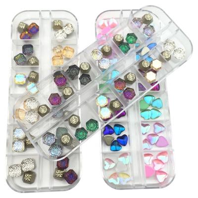 China Easy Apply Multi Size Heart AB/Colorful Hotfix Rhinestones Flatback Crystal Diamond 3D Glitter Nail Art Decorations for sale