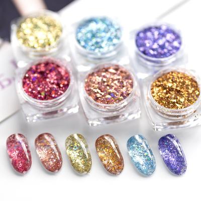 China Wholesale Fashionable Nail Art Decoration Wholesale Fashionable Holographic Laser Nail Glitter Powder Shiny Holographic Metallic Glitter Powder Nail Art Girls Muti Colors for sale