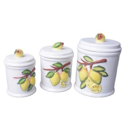 China With Round Design Excellent Quality Handmade Ceramic Storage Jar Set 3 for sale