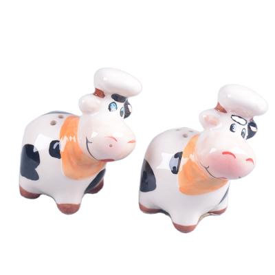 China Sustainable High Quality Cow Shape Ceramic Salt And Pepper Shaker Sets for sale