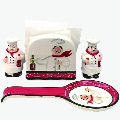 China Viable Wholesale Bespoke Cartoon Chef Shaped Ceramic Napkin Holder for sale