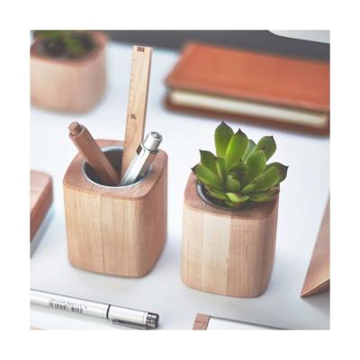 China High Quality Movable/Eco-friendly/Reusable/Durable Bamboo Pen Stationery Container Bamboo Pen Holder Desk Organizer for sale