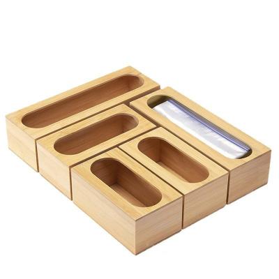 China Movable/Eco-friendly/Reusable/Durable Bamboo Storage Box Drawer Organizer, 5 Pieces Kitchen Drawer Bag Storage Bamboo Bag Storage Box for sale