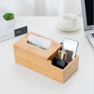 China Movable/Eco-friendly/Reusable/Durable 100% Natural Bamboo Holder Tissue Napkin Dispenser Paper Towel for Bathroom Office and Car for sale