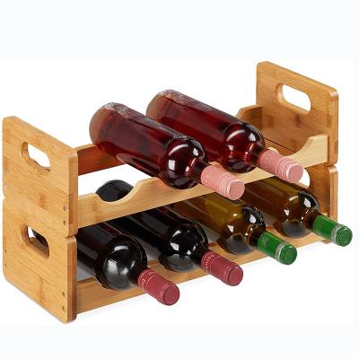 China 8 Bottle Wooden Wine Rack Wooden Wine Rack Glass Stand Bamboo Countertops For Christmas Gift for sale