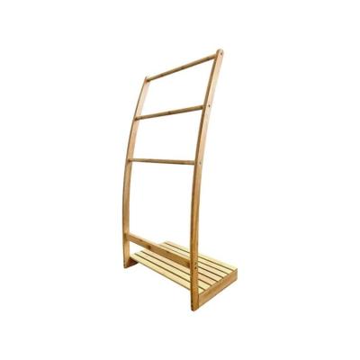 China Movable/Eco-friendly/Reusable/Durable Bamboo Towel Rack Towel Holder With Rod Aluminum Alloy Bathroom Towel Holder for sale