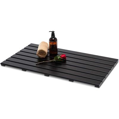 China Sustainable Bath Shower Mat Thickened Bamboo Mat Shower Black Non-Slip Foot Pad Suitable For Use In Home And Hotel Bathrooms for sale