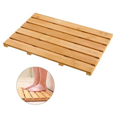 China Sustainable Bathroom Floor Mat Bamboo Bath Mats Non Slip Natural Bamboo Mold Resistant Bath Shower Mat for sale