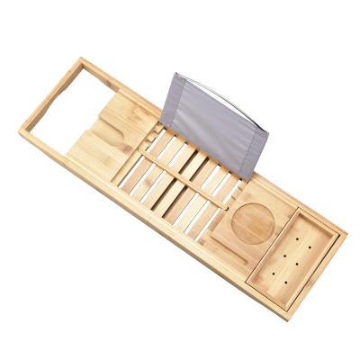 China 2022 Sustainable Design Luxury Expanding Shower Organizer Bathtub Caddy Bamboo Tub Tray Sides for sale