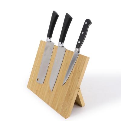 China Sustainable 100% Pure Natural Cooking Using Bamboo Magnetic Knife Holder With Knife Sets Stainless Steel Block for sale