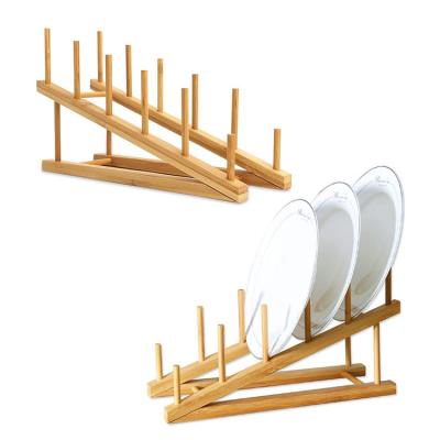 China Movable/Eco-friendly/Reusable/Durable 2 Pcs Nature Foldable Dish Rack Drying Rack Bamboo Dish Plates Cups Cups Storage Drying Rack Rack for sale