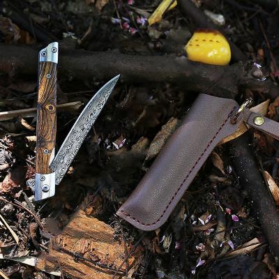 China Custom Folding Knife Crkt Switch Knife Damascus Knife Steel Handle OTF Wood Handle Outdoor Tactical Hand Duty Folding Pocket for sale