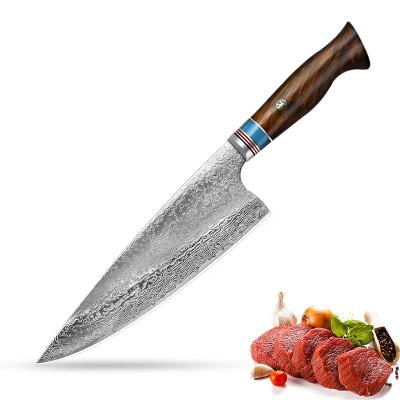 China Sustainable Chef's Knife Dalbergia Kitchen Meat vg10 Style Core Western Style Damascus 8 Inch Vegetable Knife Figured Wood for sale