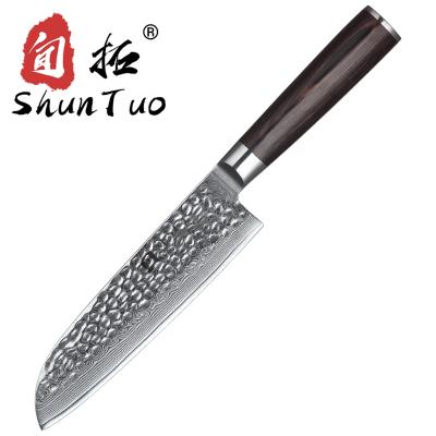 China SHUNTUO Viable 7 Inch Professional Japanese Steel Kitchen Santoku vg10 Damascus Knife Chef for sale