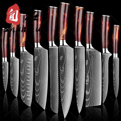 China Durable chef knifeaus10 knifedamascus knife set cook tool stainless steel chefs knives vg10 Damascus titanium for sale