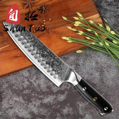 China 7 Inch Three Rivet Sustainable Wood Handle Professional 67 Layer Damascus Japanese Steel Kitchen Santoku Knife for sale