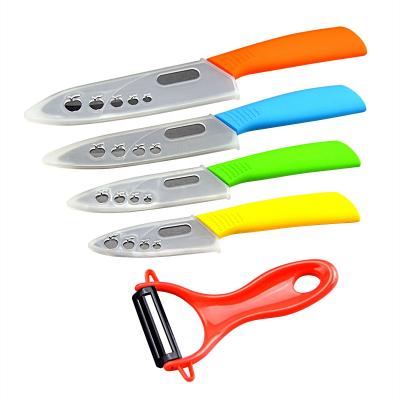 China Amazon Hot Sale Disposable Gift Box Available 5 Piece Colorful Ceramic Knife Set Kitchen Knives With Blade Guards for sale