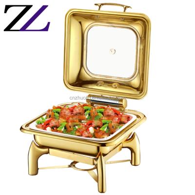 China Durable and modern square copper chafing dishes buffet food warmer stainless steel gold chafing dish tools home and kitchen accessories for sale for sale