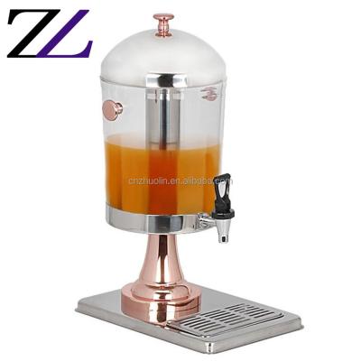 China Durable and Modern Catering Equipment Dispenser Acrylic Juicer Tank Stainless Steel Cold Buffet Take Care Drink Fruit 1 Band Rose Gold Juice Dispenser for sale