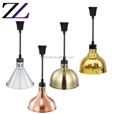 China Modern Durable Electric Luxury Telescopic Insulation Chandeliers Flexible Hanging Food Buffet Catering Heat Lamp Food Warmer for sale