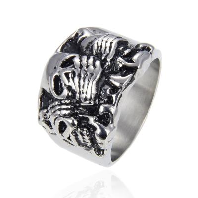 China 2021 Punk 2021 Stainless Steel Skull Ring Fashion Ring Titanium Steel High Quality Creative Angry Ring for sale