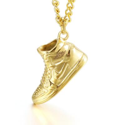 China Stainless Steel Trendy Creative Men's Pendant Hiphop Running Shoes Jewelry Fashion Sneakers Pendant Necklace for sale