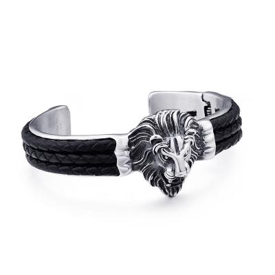 China Creative and ambitious main lion fashion stainless steel punk titanium steel bracelet for men for sale