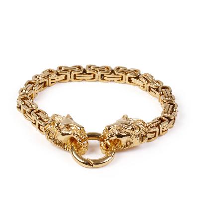 China Personality Mens 18K King Chain Lion Bracelet Small Stainless Steel Gold Plated Bracelet for sale