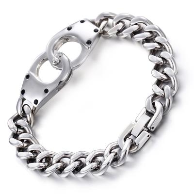 China Europe and America CLASSIC men's personality charm bracelet fashion handcuffs titanium steel bracelet for sale