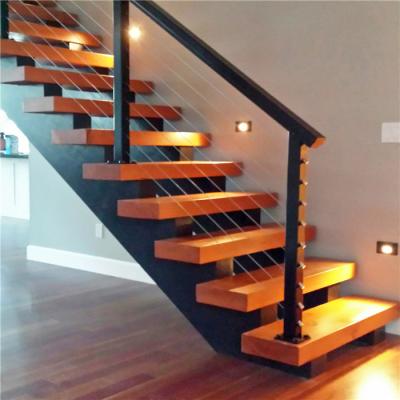 China Modern DAIYA Customized Interior Design Modern LED Steps Straight Staircase for sale