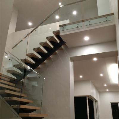 China DAIYA Modern Walnut Wood Staircase With With Indoor Solid Wood Staircase Designs U Shape Stair Glass Railing for sale