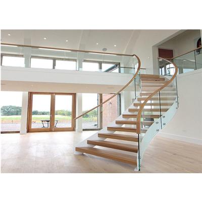 China Modern DAIYA curved stair step with curved stair glass through dead ends for sale