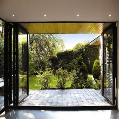 China DAIYA Modern Aluminum Frame / Wood Frame Sliding Glass Window Folding Doors With Insulated Glass for sale