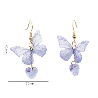 China Trendy Fashion Jewelry Pendiente De Mariposa Purpou Cute Circle Enameled Butterfly Earrings For Women for sale