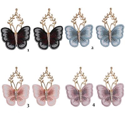 China Fashion Handmade Korean Fashion Cloth Butterfly Wing Charm Fashionable Pendant Dangle Earrings Jewelry for sale