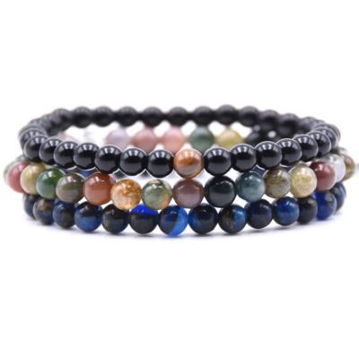 China Handmade Natural Gemstone Beaded Bangle Bracelet Fashion Stackable Design 3pcs One Set for sale