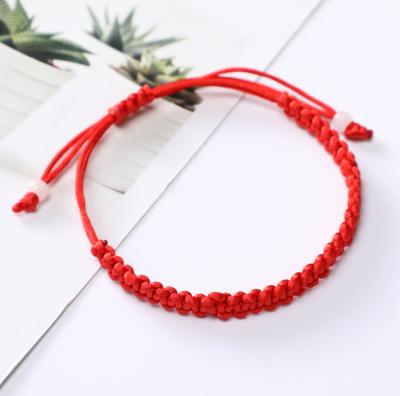 China Handmade Mens Adjustable Red Multi Braided String Yarn Rope Good Luck Bracelet Custom Available for sale